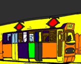 Disegno Tram con passeggeri  pitturato su andrea
