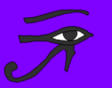 Disegno Occhio di Horus  pitturato su manuela