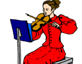 Disegno Dama violinista  pitturato su aman