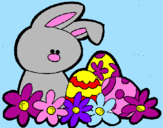 Disegno Coniglietto di Pasqua  pitturato su linda