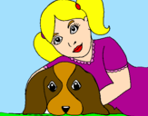 Disegno Bambina che abbraccia il suo cagnolino  pitturato su marta greppi