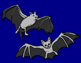 Disegno Un paio di pipistrelli  pitturato su PIETRO