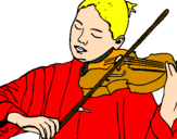 Disegno Violinista  pitturato su ermy