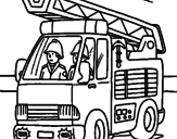 Disegno Camion dei Pompieri  pitturato su sara