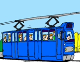 Disegno Tram con passeggeri  pitturato su giorgio