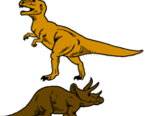 Disegno Triceratops e Tyrannosaurus Rex pitturato su lorenzo coletti