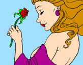 Disegno Principessa con una rosa pitturato su liut  matteo