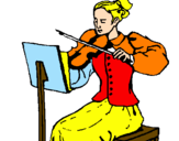 Disegno Dama violinista  pitturato su CARMINE