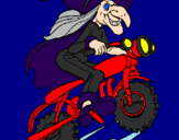 Disegno Strega in motocicletta  pitturato su sissi64