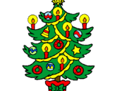 Disegno Albero di Natale con le candeline pitturato su danza
