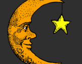 Disegno Luna e stelle  pitturato su federico