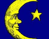 Disegno Luna e stelle  pitturato su margarita