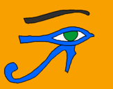 Disegno Occhio di Horus  pitturato su marco