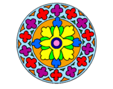 Disegno Mandala 21 pitturato su Piatto sacro del medioevo