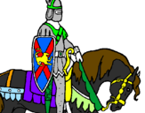 Disegno Cavaliere a cavallo pitturato su re artù