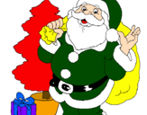 Disegno Babbo Natale con lalbero di Natale pitturato su RANI