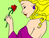 Disegno Principessa con una rosa pitturato su lamu