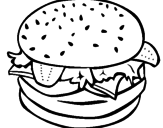 Disegno Hamburger completo  pitturato su francy