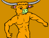 Disegno Testa di bufalo  pitturato su edo