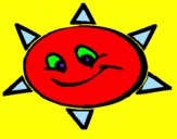 Disegno Sole sorridente  pitturato su giorgia