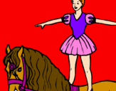 Disegno Trapezista in groppa al cavallo pitturato su GAIA