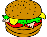 Disegno Hamburger completo  pitturato su demi