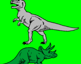 Disegno Triceratops e Tyrannosaurus Rex pitturato su giovanni