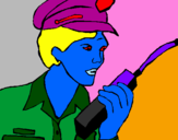 Disegno Polizia con il walkie talkie pitturato su said