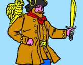 Disegno Pirata con il pappagallo  pitturato su jacopo