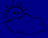 Disegno Sole con nuvola  pitturato su ludo