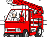 Disegno Camion dei Pompieri  pitturato su teresa