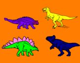 Disegno Dinosauri di terra  pitturato su quat