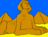 Disegno Sfinge pitturato su paola