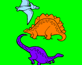 Disegno Tre specie di dinosauri  pitturato su jýotdhi8trygokkj