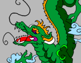 Disegno Drago giapponese  pitturato su lorenzo