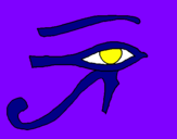 Disegno Occhio di Horus  pitturato su deni