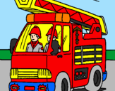 Disegno Camion dei Pompieri  pitturato su diego
