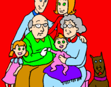 Disegno Famiglia pitturato su marta