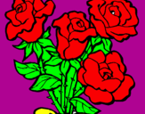 Disegno Mazzo di rose  pitturato su nicc