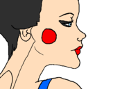 Disegno Profilo di Geisha  pitturato su miki