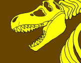 Disegno Scheletro di Tyrannosaurus rex pitturato su giovanni