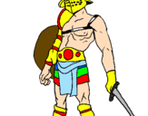Disegno Gladiatore  pitturato su homer simpsons