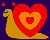 Disegno Lumachina cuore  pitturato su amanda