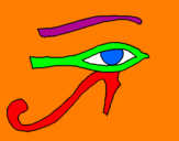 Disegno Occhio di Horus  pitturato su carmelo