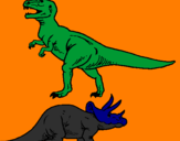 Disegno Triceratops e Tyrannosaurus Rex pitturato su Davide