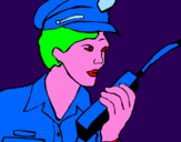 Disegno Polizia con il walkie talkie pitturato su matteo