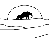 Disegno Elefante all'alba  pitturato su susy