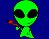 Disegno Alieno II pitturato su ju