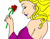 Disegno Principessa con una rosa pitturato su alice