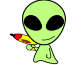 Disegno Alieno II pitturato su chiara
